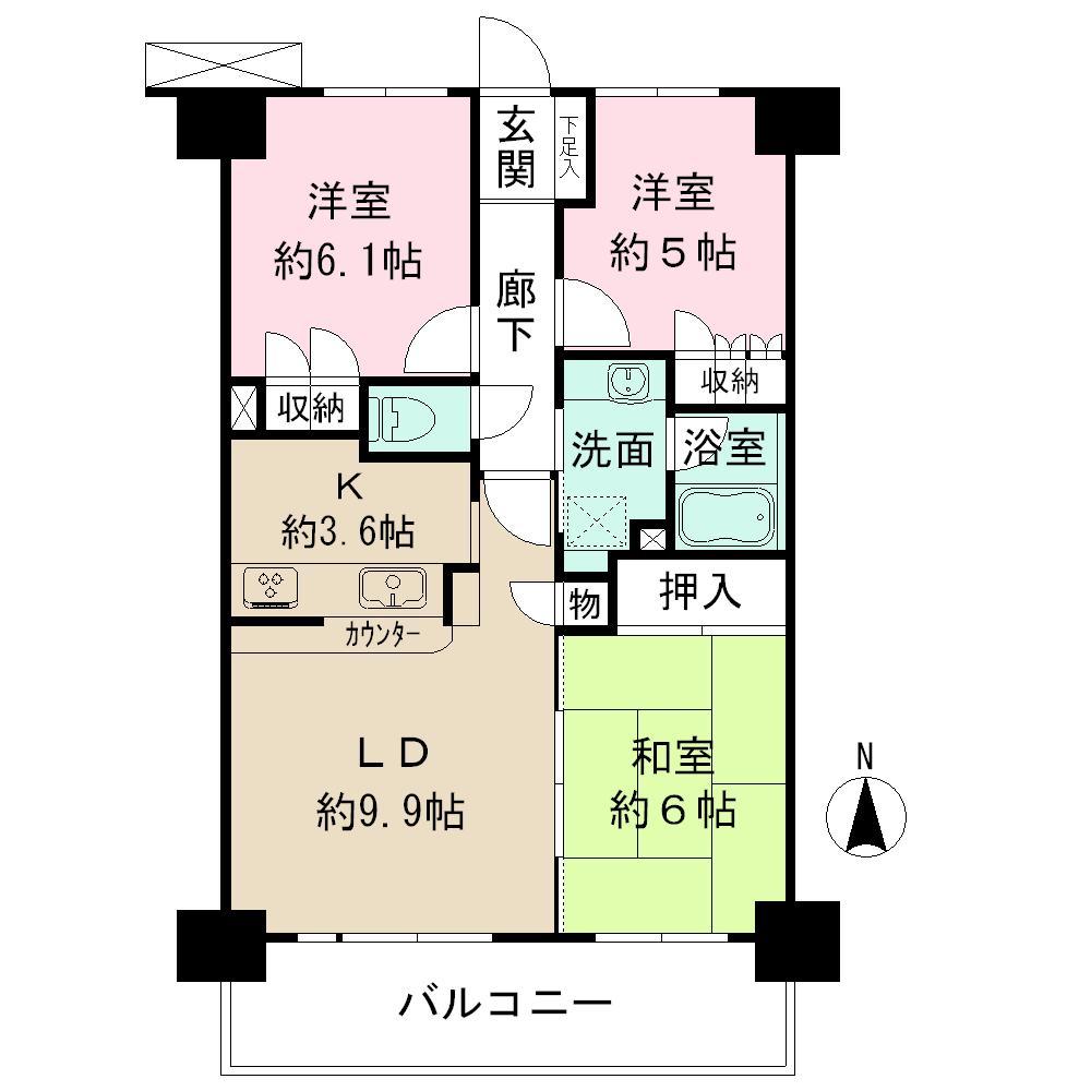 Floor plan. 3LDK, Price 22,800,000 yen, Footprint 67 sq m , Balcony area 10.05 sq m