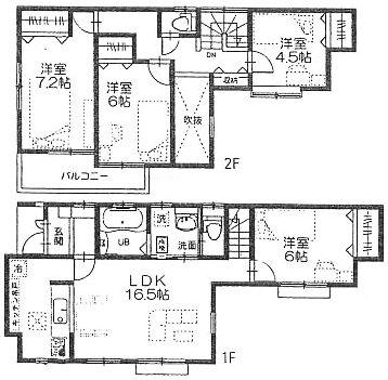 Floor plan. 24,800,000 yen, 4LDK, Land area 125.62 sq m , Building area 96.26 sq m