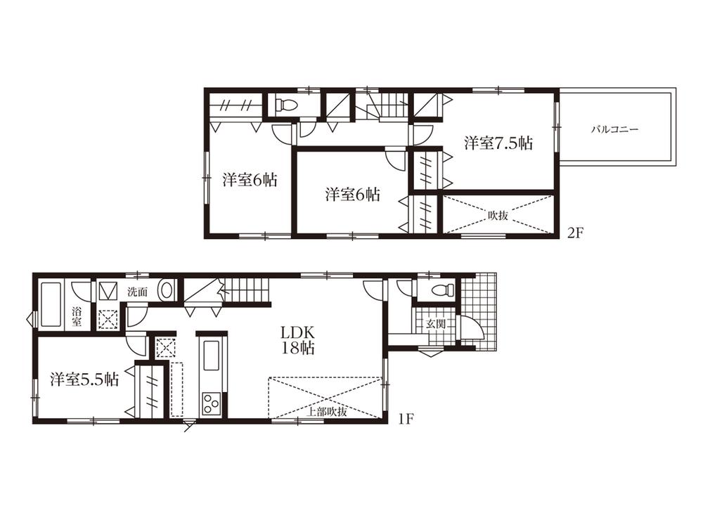 Floor plan. (E Building), Price 38,800,000 yen, 4LDK, Land area 100.07 sq m , Building area 99.57 sq m