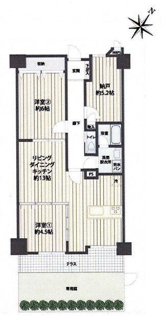 Floor plan. 2LDK+S, Price 16.8 million yen, Occupied area 65.73 sq m