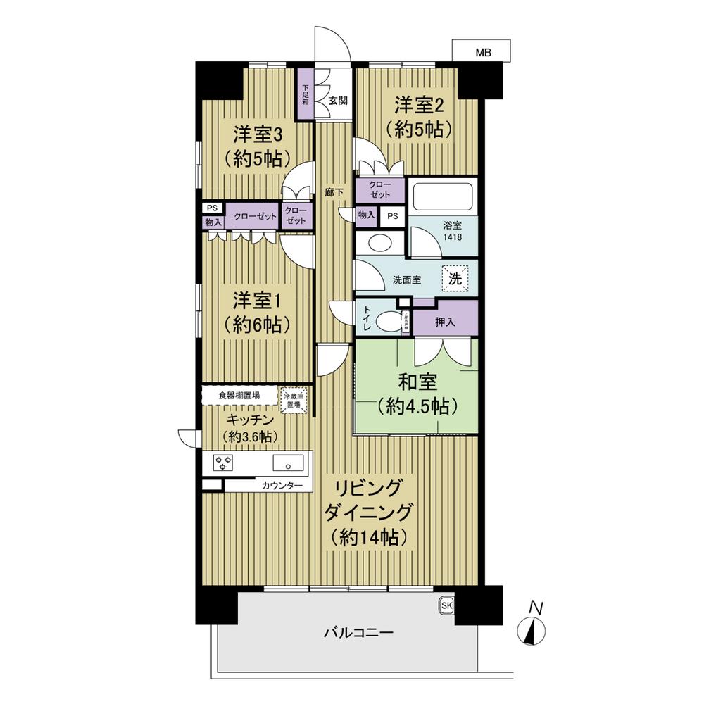 Floor plan. 4LDK, Price 33,900,000 yen, Occupied area 81.84 sq m , Balcony area 12.28 sq m 4LDK ・ Southwest angle dwelling unit plan