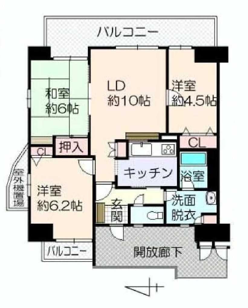 Floor plan. 3LDK, Price 27,800,000 yen, Occupied area 68.35 sq m , Balcony area 18.12 sq m