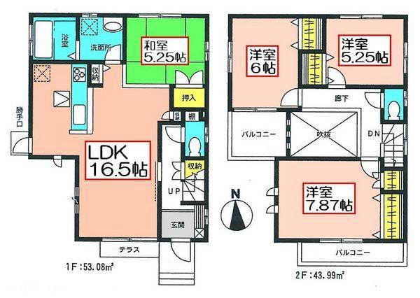 Floor plan. 50,720,000 yen, 4LDK, Land area 100.31 sq m , Building area 97.07 sq m