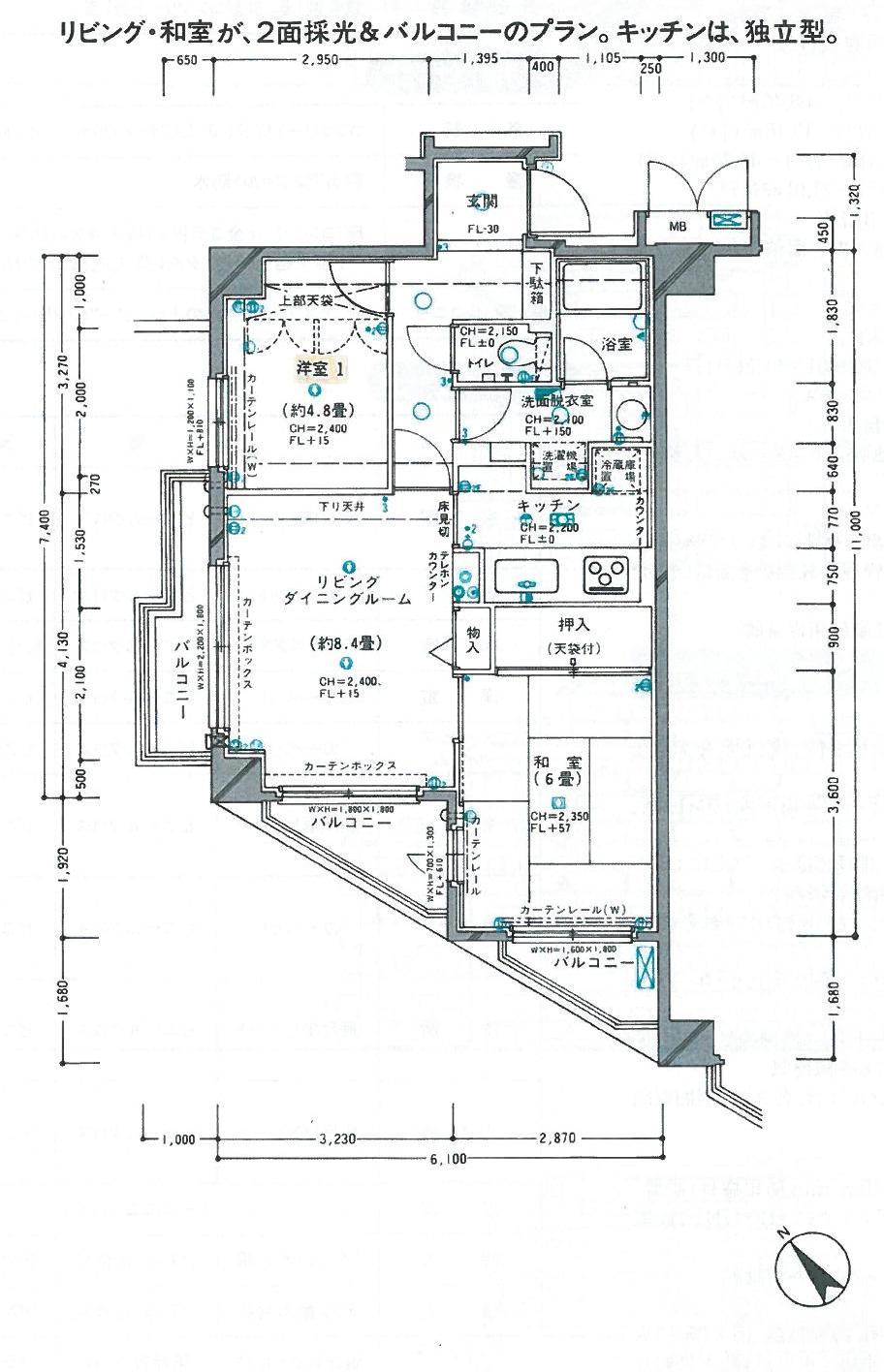 Floor plan. 2LDK, Price 13.5 million yen, Occupied area 52.52 sq m , Balcony area 8.59 sq m