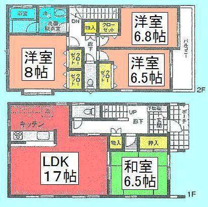 Floor plan. (1 Building), Price 48,100,000 yen, 4LDK, Land area 100.11 sq m , Building area 113.02 sq m