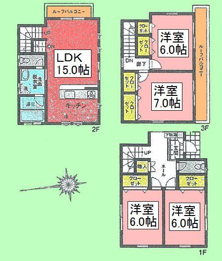 Floor plan. (8 Building), Price 40,800,000 yen, 4LDK, Land area 100.17 sq m , Building area 102.25 sq m