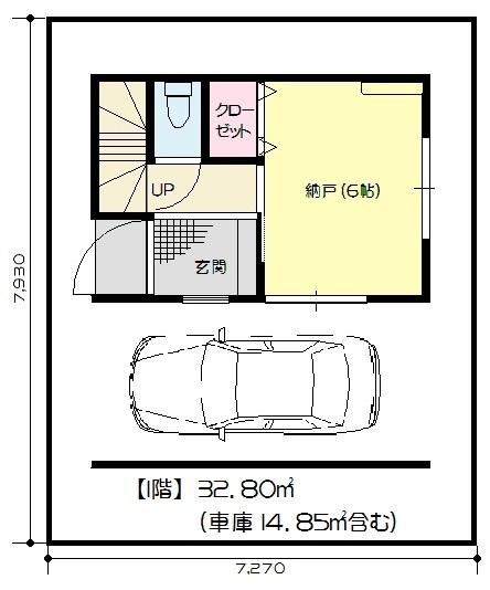 Floor plan. 31.5 million yen, 2LDK + S (storeroom), Land area 58.94 sq m , Building area 94.76 sq m 1 floor
