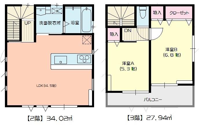 Floor plan. 31.5 million yen, 2LDK + S (storeroom), Land area 58.94 sq m , Building area 94.76 sq m 2, 3 floor