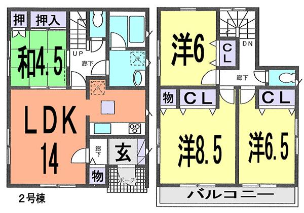 Floor plan. (Building 2), Price 41,800,000 yen, 4LDK, Land area 100.1 sq m , Building area 95.17 sq m