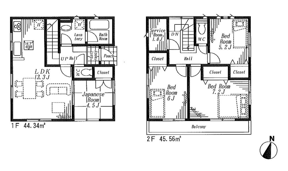 Floor plan. (1 Building), Price 27,800,000 yen, 4LDK+S, Land area 108.83 sq m , Building area 89.9 sq m