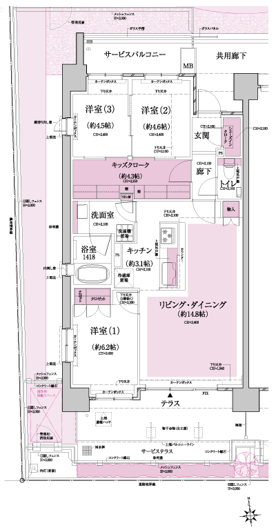 Floor: 3LDK + Kids cloak + SIC, the occupied area: 76.78 sq m, price: 44 million yen (plan), now on sale