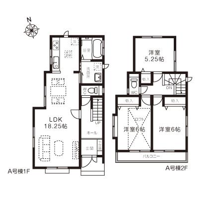 Floor plan. (A Building), Price 41,800,000 yen, 3LDK, Land area 102.81 sq m , Building area 86.11 sq m