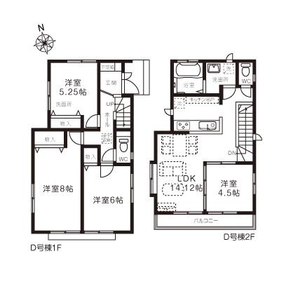 Floor plan. (D Building), Price 39,800,000 yen, 4LDK, Land area 100.06 sq m , Building area 86.73 sq m