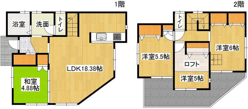 Floor plan. (5 Building), Price 33,800,000 yen, 4LDK+S, Land area 108.72 sq m , Building area 90.92 sq m