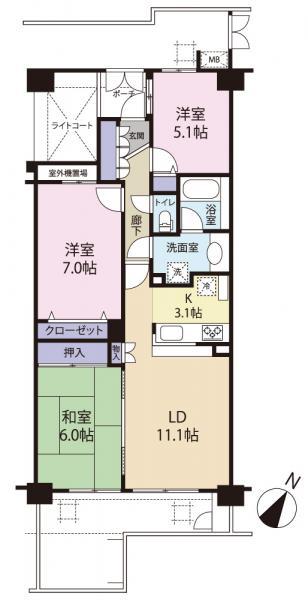 Floor plan. 3LDK, Price 21 million yen, Occupied area 70.32 sq m