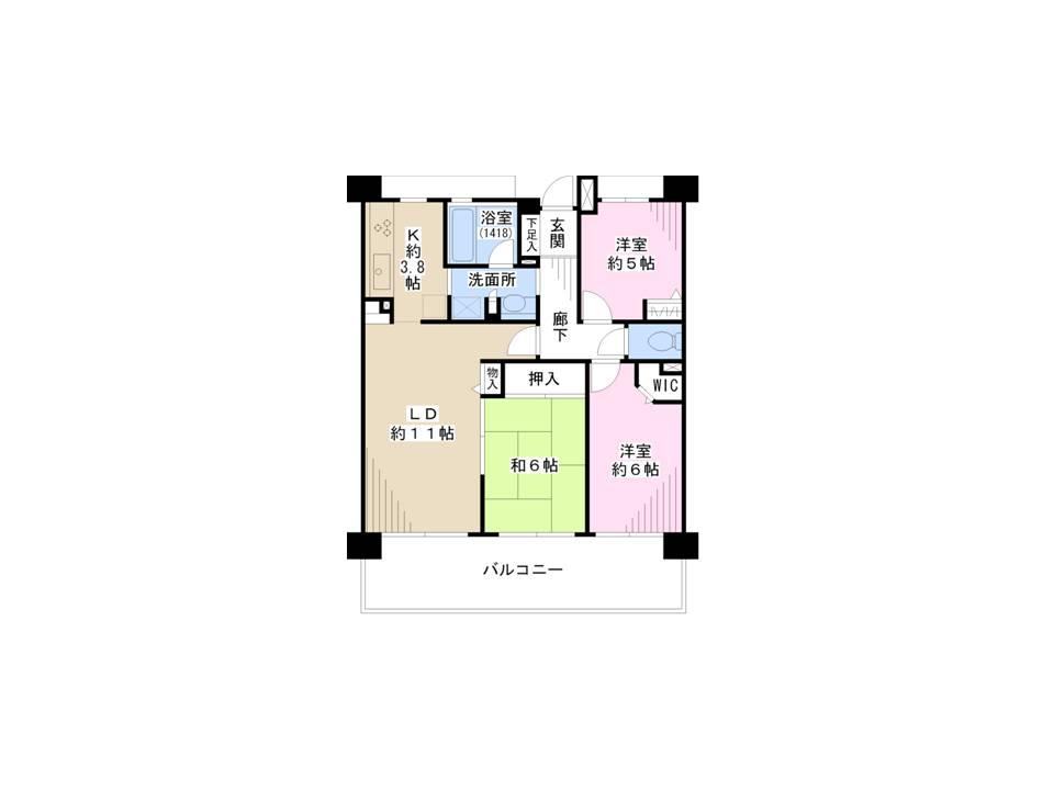 Floor plan. 3LDK, Price 26,800,000 yen, Occupied area 70.07 sq m , Balcony area 16.4 sq m