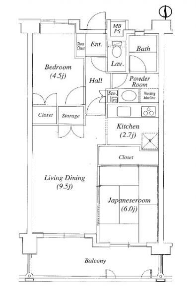 Floor plan. 2LDK, Price 20,300,000 yen, Footprint 54.7 sq m , Balcony area 10.32 sq m