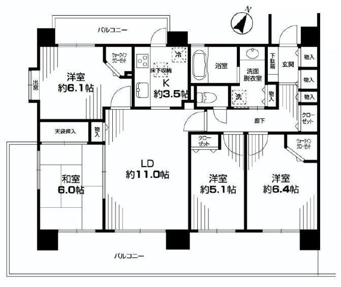 Floor plan. 4LDK, Price 38,500,000 yen, Footprint 85.5 sq m , Good Floor balcony area 37.6 sq m usability