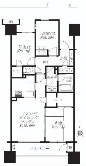 Floor plan. 3LDK, Price 37,800,000 yen, Footprint 78.1 sq m , Balcony area 12.69 sq m