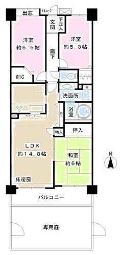 Floor plan. 3LDK, Price 22,800,000 yen, Footprint 70.8 sq m , Balcony area 8 sq m