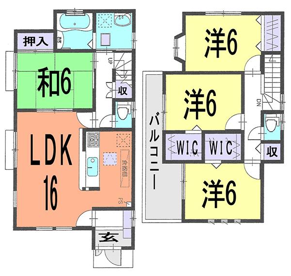 Floor plan. 37,800,000 yen, 4LDK, Land area 135.87 sq m , Building area 99.36 sq m