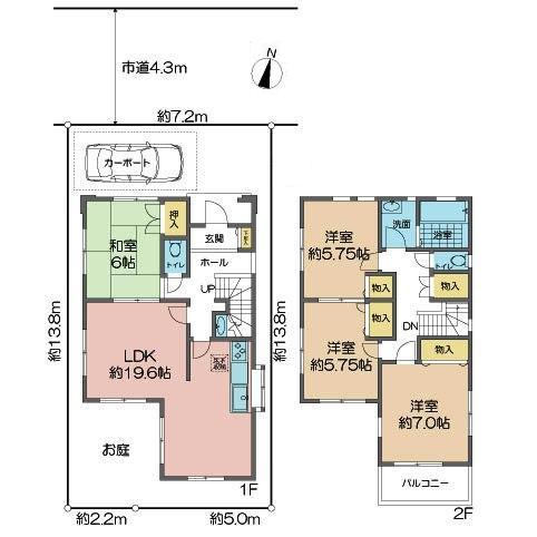 Floor plan. 22.5 million yen, 4LDK, Land area 100.51 sq m , Building area 99.98 sq m
