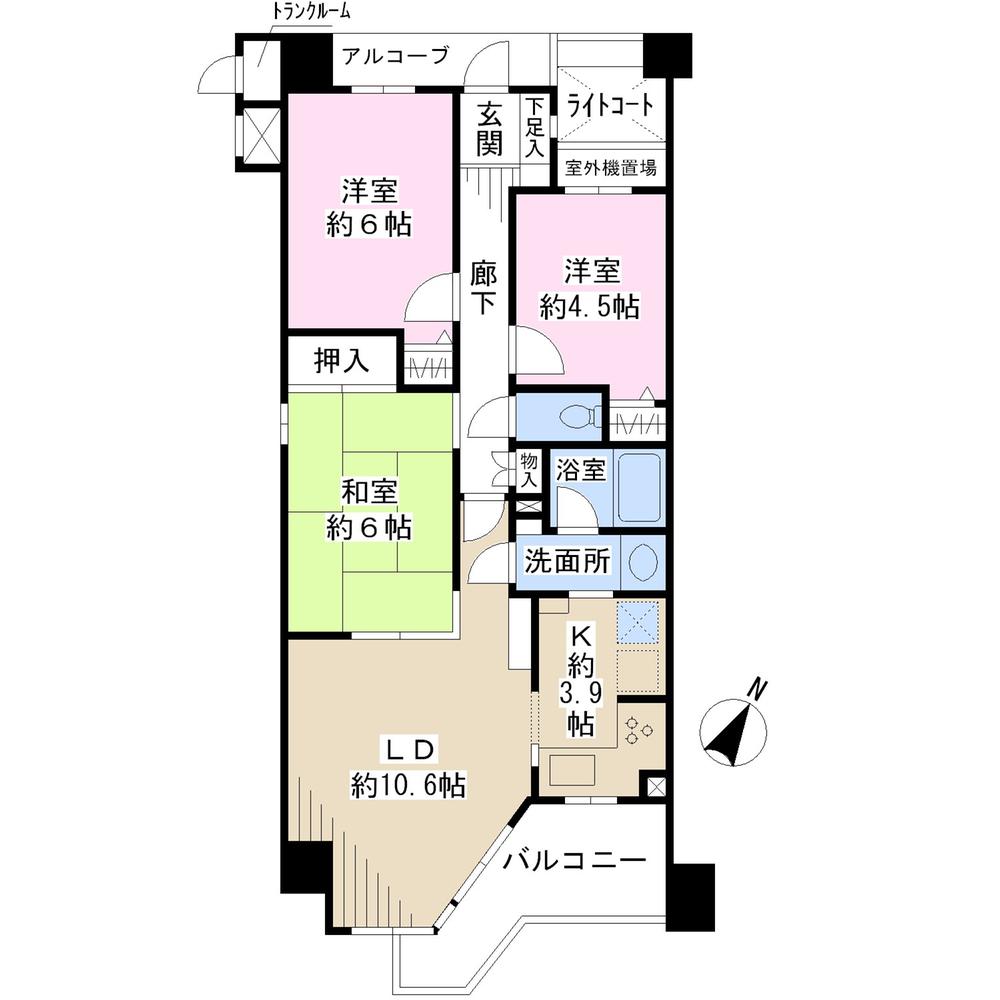 Floor plan. 3LDK, Price 17.5 million yen, Occupied area 66.37 sq m , Balcony area 6.6 sq m