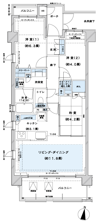Floor: 3LDK + WIC, the occupied area: 65 sq m
