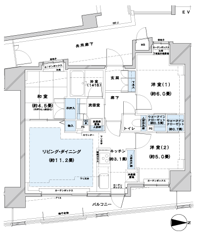 Floor: 3LDK + 2WIC, occupied area: 63 sq m