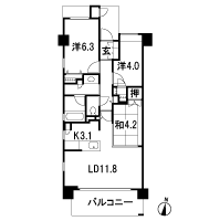Floor: 3LDK + WIC, the occupied area: 65 sq m