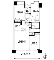 Floor: 3LDK + WIC, the occupied area: 63 sq m