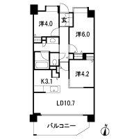Floor: 3LDK, occupied area: 61 sq m
