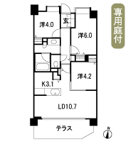Floor: 3LDK, occupied area: 61 sq m