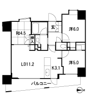 Floor: 3LDK + 2WIC, occupied area: 63 sq m