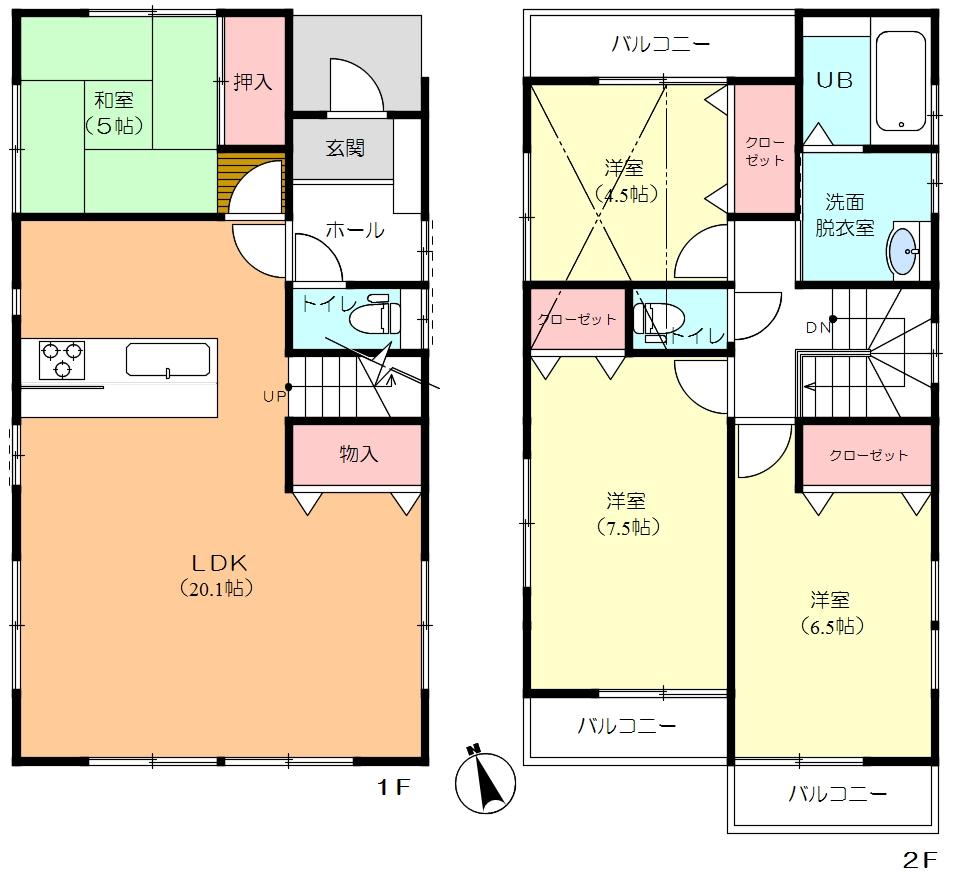 Floor plan. (3 Building), Price 46,800,000 yen, 4LDK, Land area 100.1 sq m , Building area 98.82 sq m