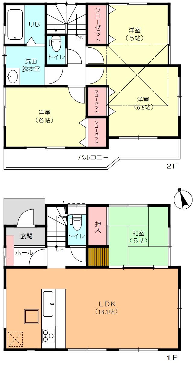 Floor plan. (5 Building), Price 44,800,000 yen, 4LDK, Land area 113.77 sq m , Building area 90.92 sq m