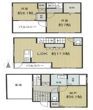 Floor plan. 35,800,000 yen, 3LDK, Land area 66.65 sq m , Building area 93.36 sq m