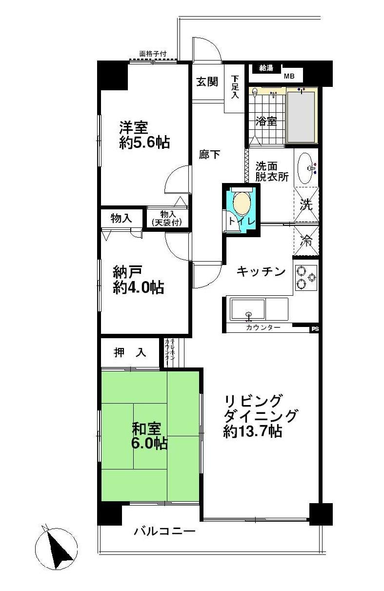 Floor plan. 2LDK + S (storeroom), Price 16.8 million yen, Occupied area 67.95 sq m , Balcony area 7.46 sq m