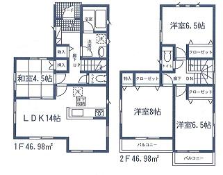 Floor plan. 35,800,000 yen, 4LDK, Land area 100.56 sq m , Building area 93.96 sq m