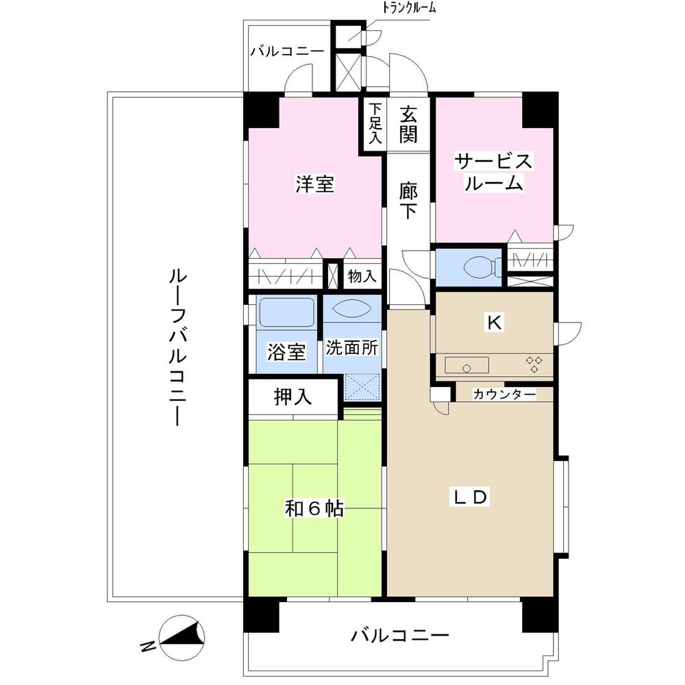Floor plan. 2LDK + S (storeroom), Price 17.8 million yen, Occupied area 61.44 sq m , Balcony area 9.74 sq m
