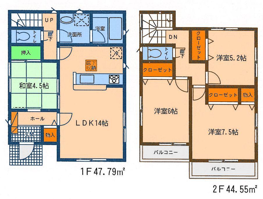 Floor plan. (3 Building), Price 41,800,000 yen, 4LDK, Land area 100.09 sq m , Building area 92.34 sq m