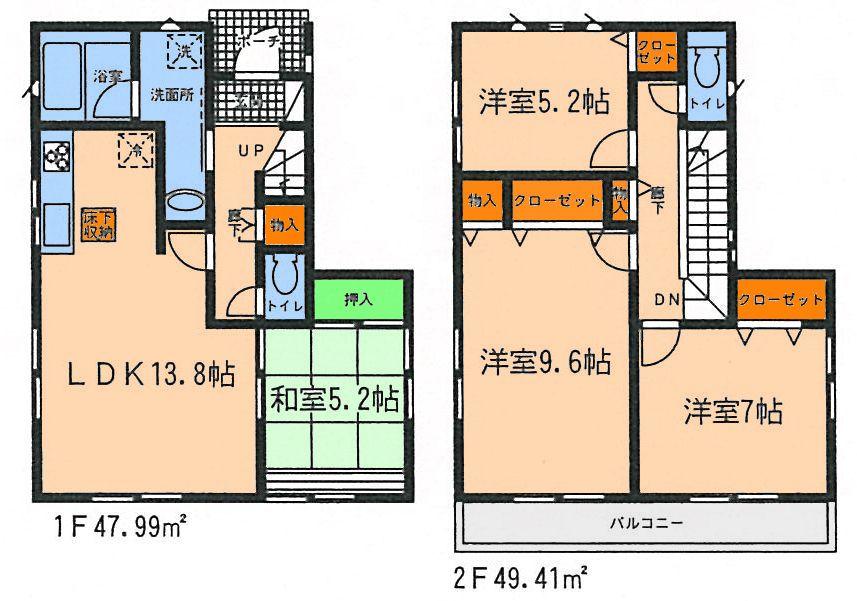 Floor plan. (9 Building), Price 37,800,000 yen, 4LDK, Land area 100 sq m , Building area 97.4 sq m
