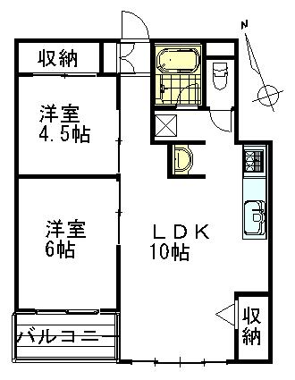 Floor plan. 2LDK, Price 9.8 million yen, Occupied area 53.66 sq m , Balcony area 3.15 sq m