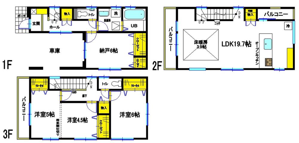 Floor plan. (4 Building), Price 41,950,000 yen, 4LDK, Land area 70 sq m , Building area 106.26 sq m