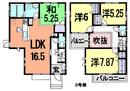 Floor plan. (3 Building), Price 50,720,000 yen, 4LDK, Land area 100.31 sq m , Building area 97.07 sq m