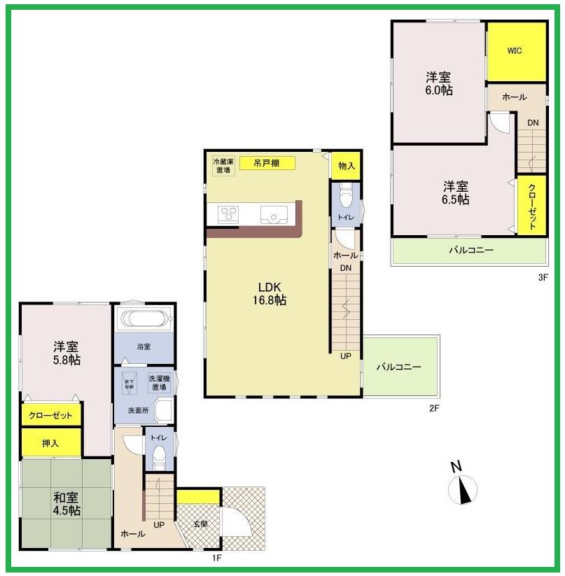 Floor plan. (Shimotoda Phase 3 4 Building), Price 35,800,000 yen, 4LDK, Land area 77.21 sq m , Building area 95.58 sq m