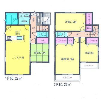 Floor plan. (1 Building), Price 42,800,000 yen, 4LDK, Land area 100.09 sq m , Building area 100.44 sq m