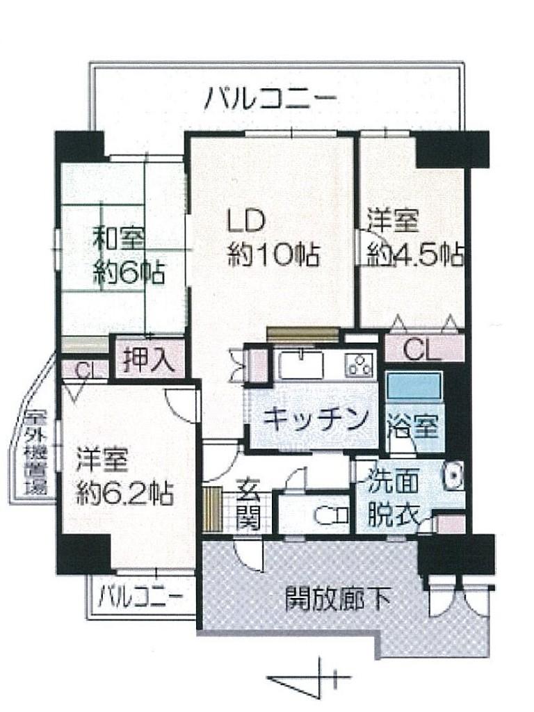 Floor plan. 3LDK, Price 26,800,000 yen, Occupied area 68.35 sq m , Balcony area 18.21 sq m 3LDK