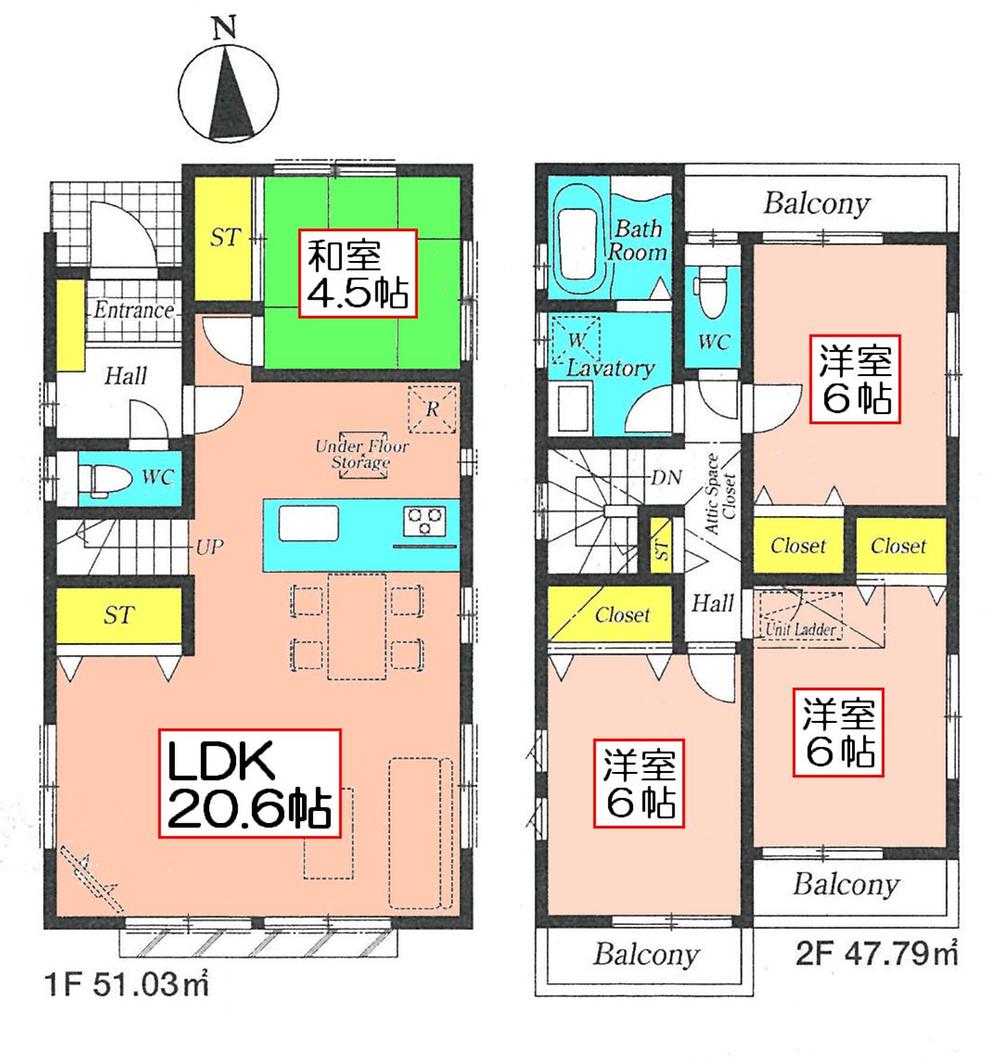 Floor plan. (4 Building), Price 46,800,000 yen, 4LDK, Land area 100.1 sq m , Building area 98.82 sq m