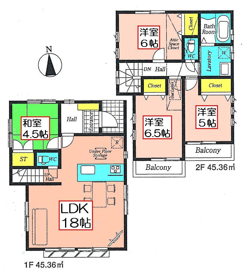Floor plan. (8 Building), Price 44,800,000 yen, 4LDK, Land area 110.67 sq m , Building area 90.72 sq m